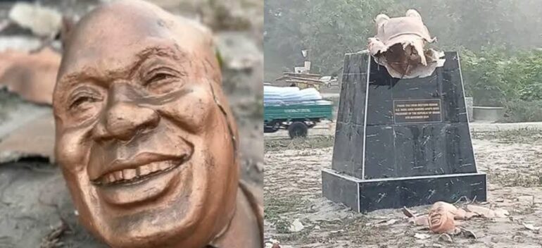 President Akufo-Addo statue vandalised in the Western region of Ghana