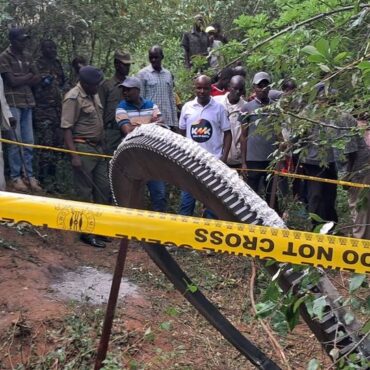 The mysterious metallic object that fell in Mbooni East, Makueni County on December 30, 2024. (Photo: Handout)