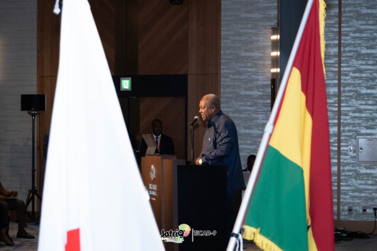 Ghana President John Mahama speaking at the 2025 TICAD 9 in Yokohama on Wednesday, August 20, 2025